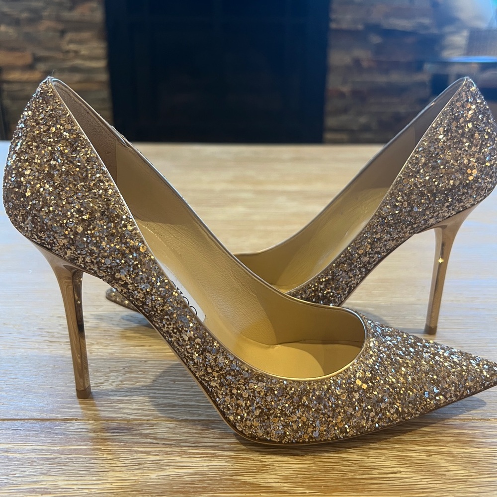 Jimmy Choo Sparkling Gold Heels